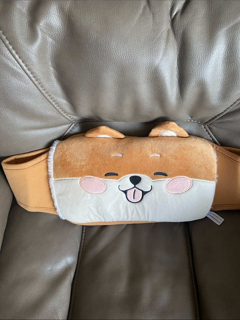 Cute Plush Dog Waist Pack in Tan and Cream